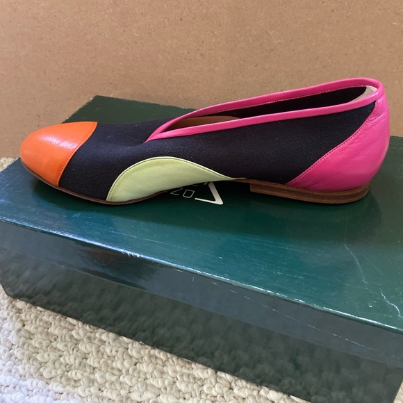 Vintage 80s Maud Frizon Club colorblock flats shoes 37/6.5 with box - Picture 6 of 10